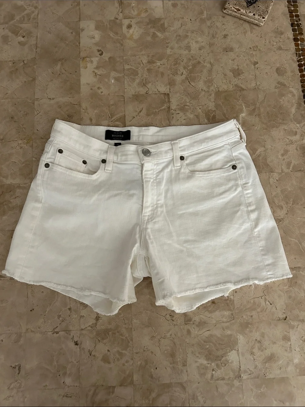 J.Crew Washed White Raw Hem Jean Shorts 28